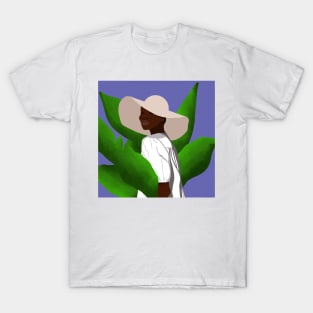 Woman with tropical banana leaves T-Shirt